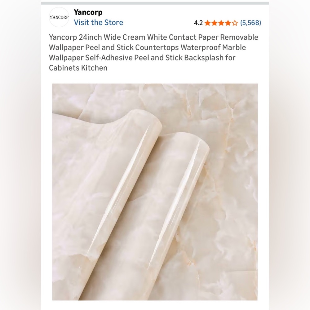 NWT Cream Marble Peel and Stick Wallpaper